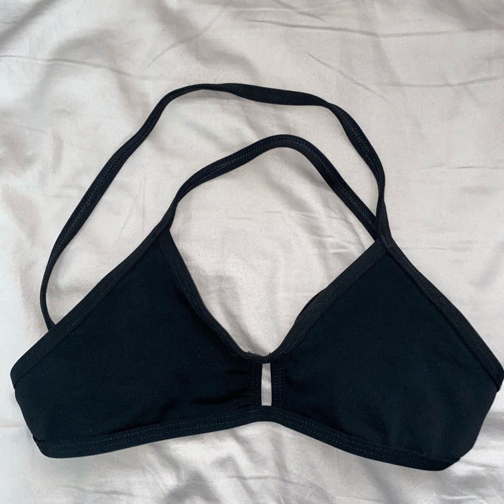 jolyn black “vent” tie-back bikini top size XS